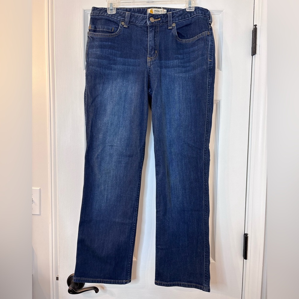 Carhartt Women’s Boot Cut Jeans in Dark Blue Denim